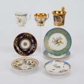 GROUP OF 8 TEA CUPS, SAUCERS,