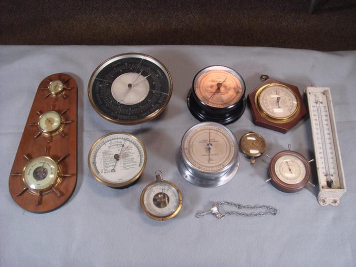 Group of 9 aneroid thermometers and