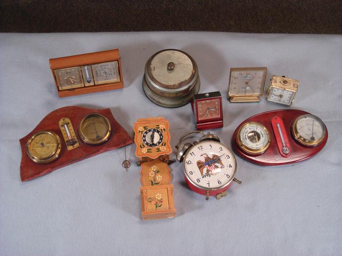 Group of 9 assorted travel clocks