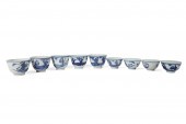 GROUP OF 9 CHINESE BLUE & WHIT
