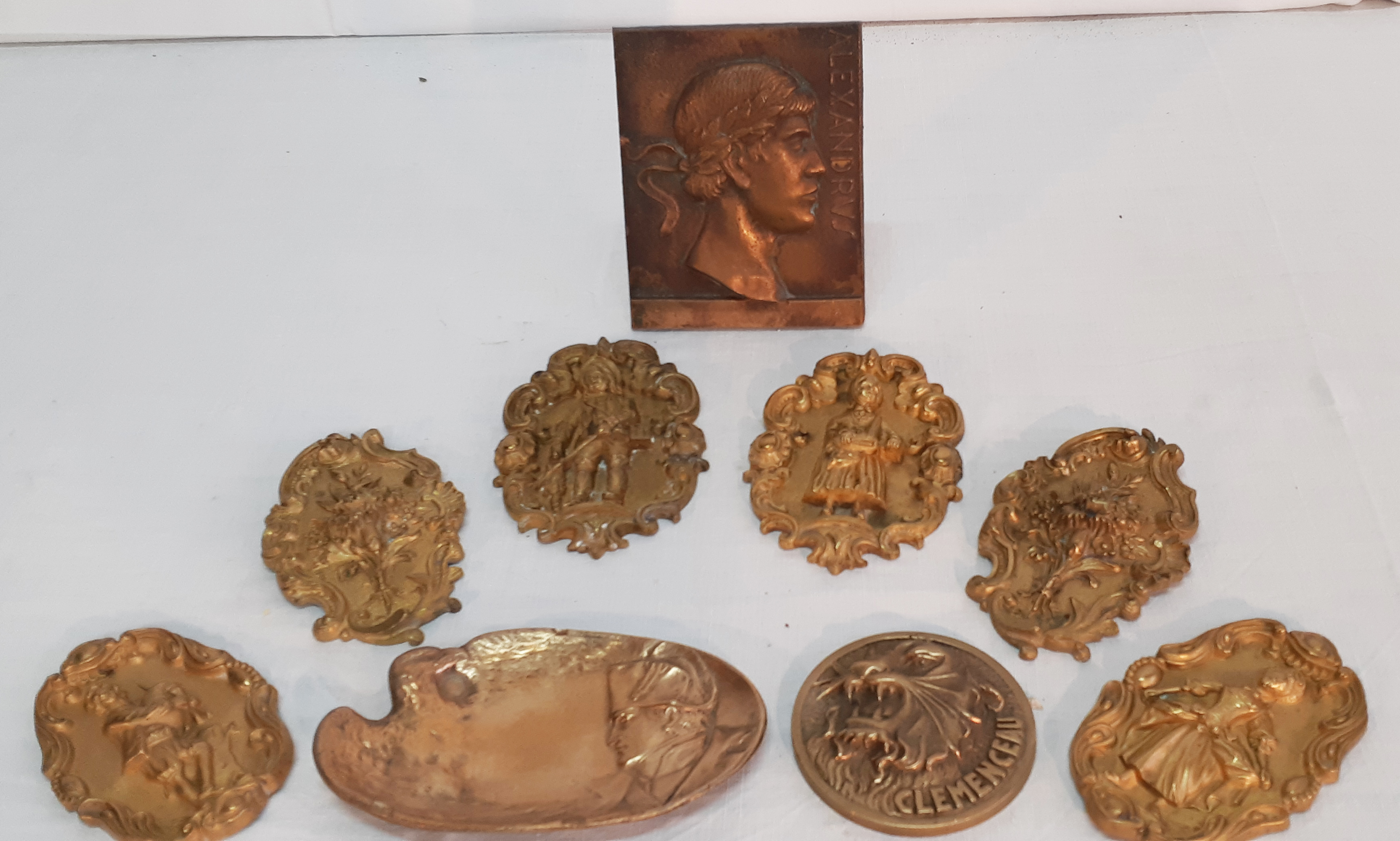 GROUP OF 9 DECORATIVE FRENCH BRONZE