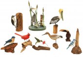 GROUP OF 9 FOLK ART BIRD MODEL