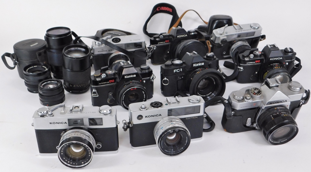 GROUP OF 9 KONICA 35MM CAMERAS