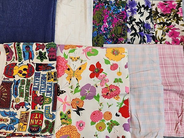 Group of 9 vintage fabrics