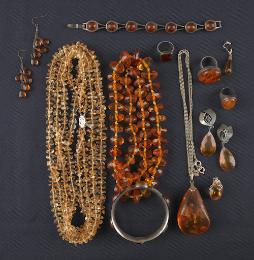 Group of amber jewelry to include a