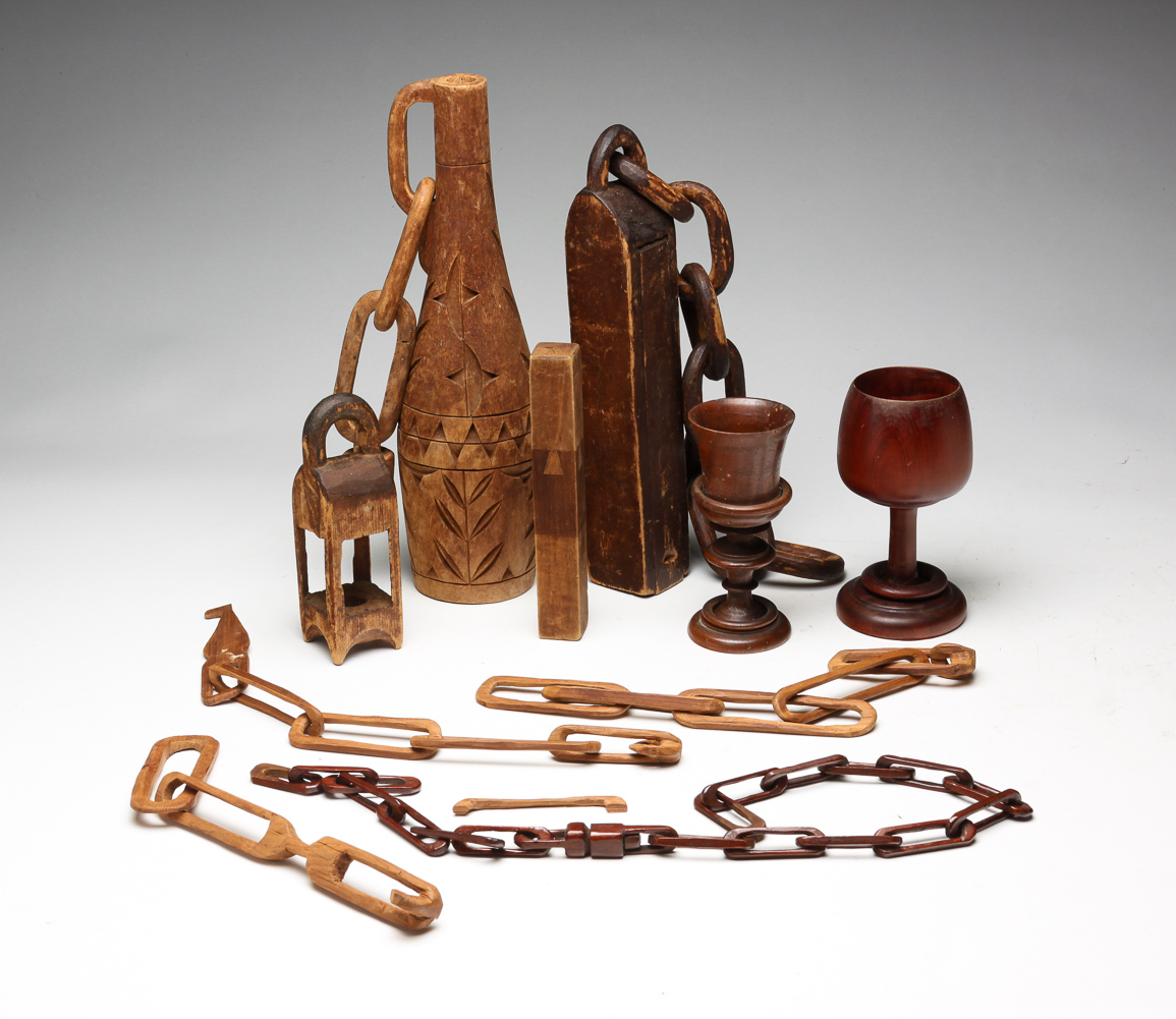 GROUP OF AMERICAN CARVED WOODEN
