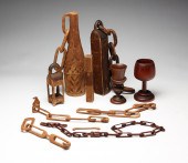 GROUP OF AMERICAN CARVED WOODE