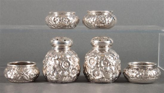 Group of American repousse sterling