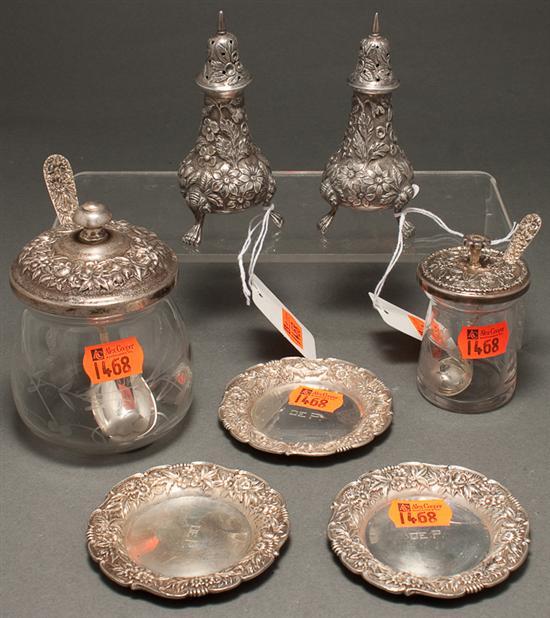 Group of American repousse sterling
