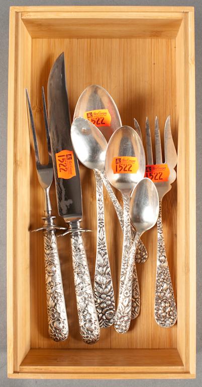 Group of American repousse sterling
