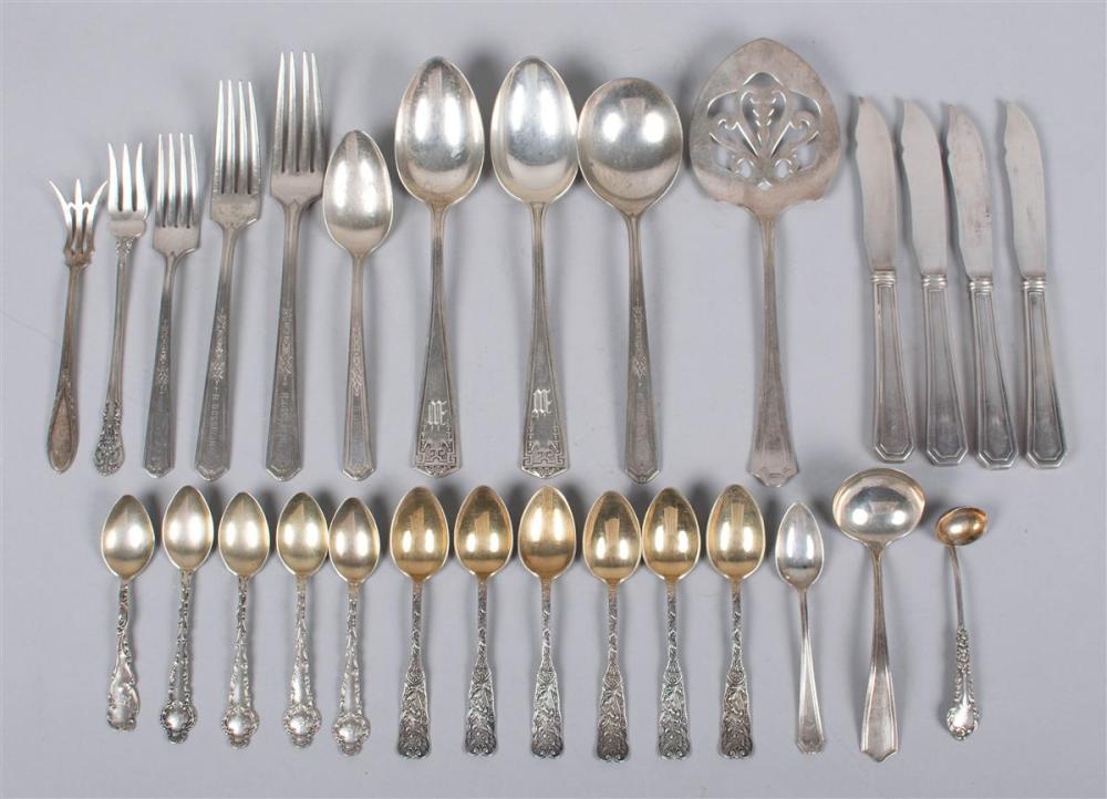 GROUP OF AMERICAN SILVER AND PLATED