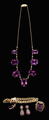Group of amethyst jewelry: