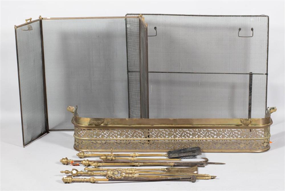 GROUP OF ANTIQUE BRASS FIRE TOOL