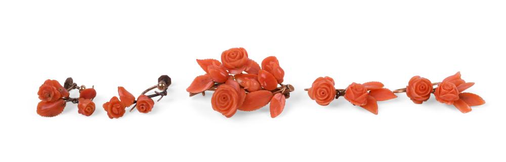 GROUP OF ANTIQUE CORAL AND GOLD