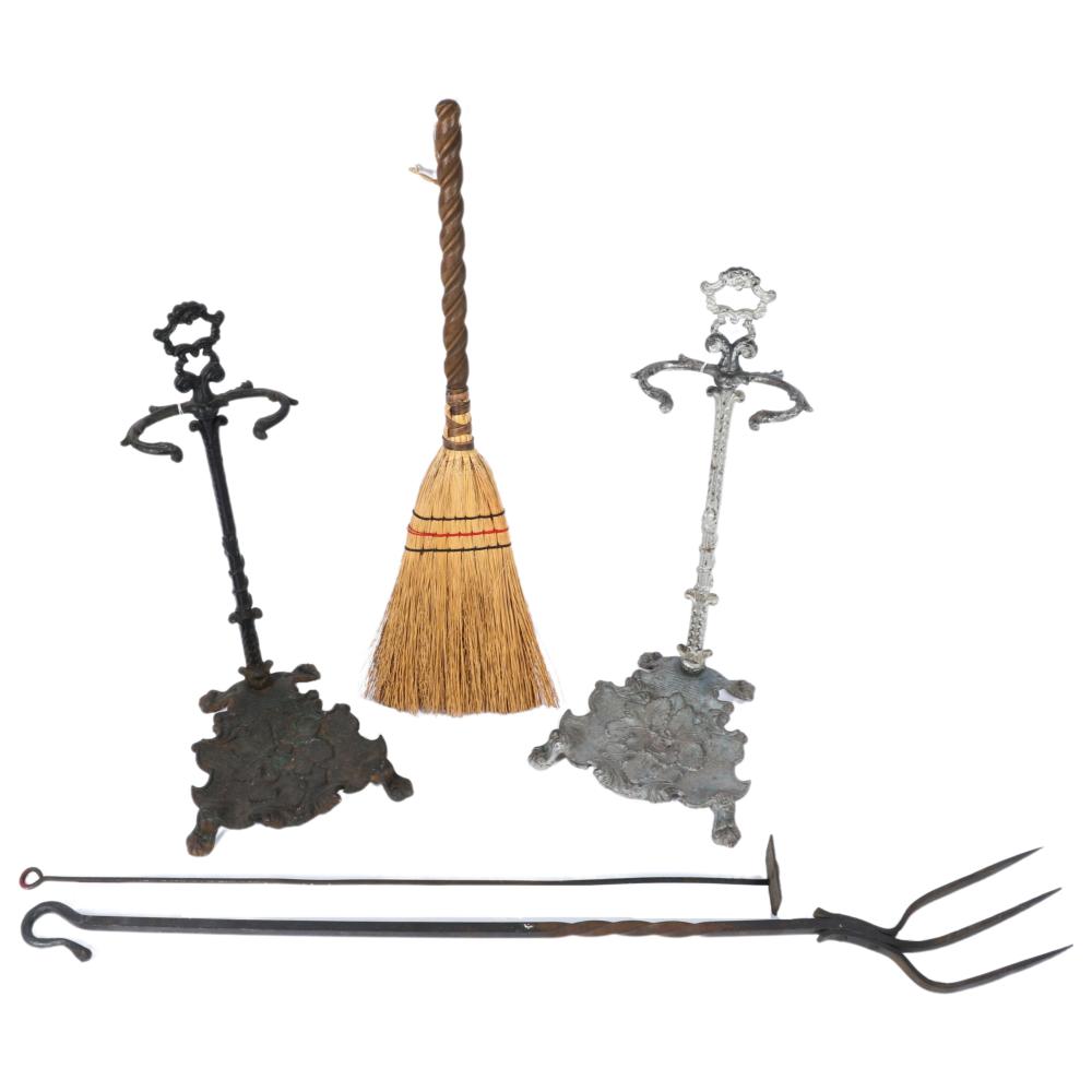 GROUP OF ANTIQUE FIREPLACE TOOLS