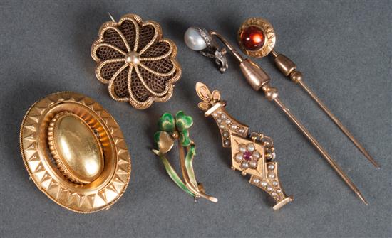Group of antique gold jewelry