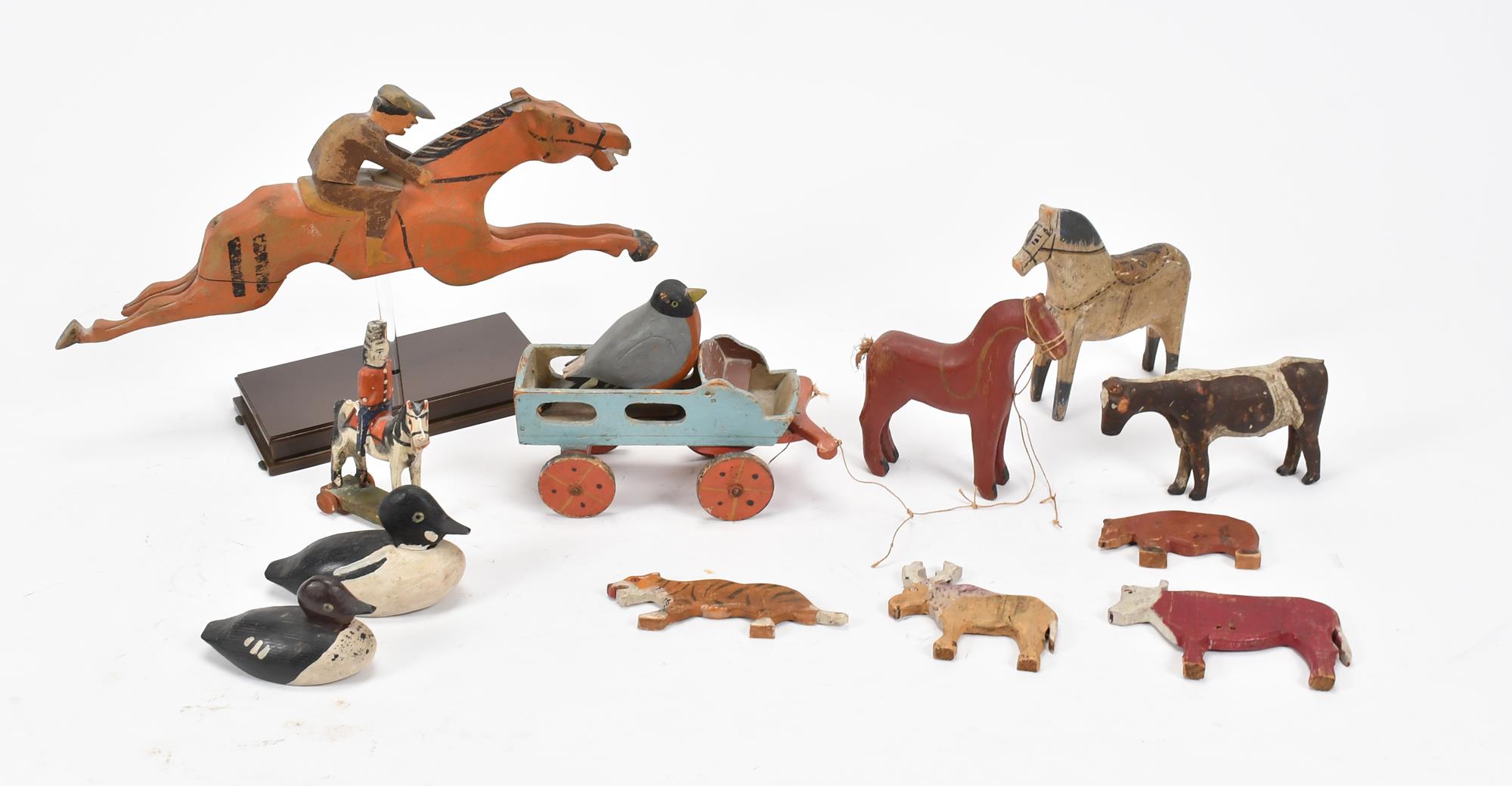GROUP OF ANTIQUE WOODEN TOYS,