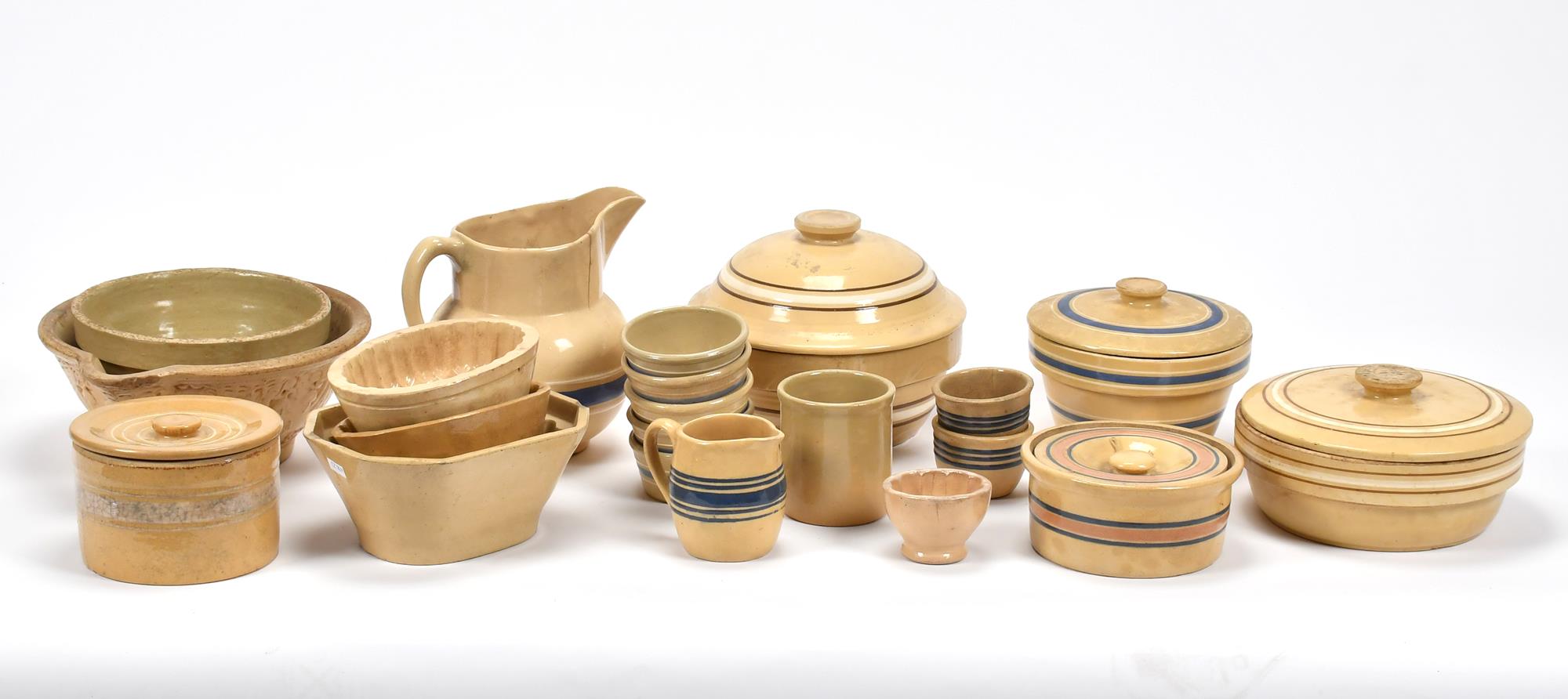 GROUP OF ANTIQUE YELLOW WARE.