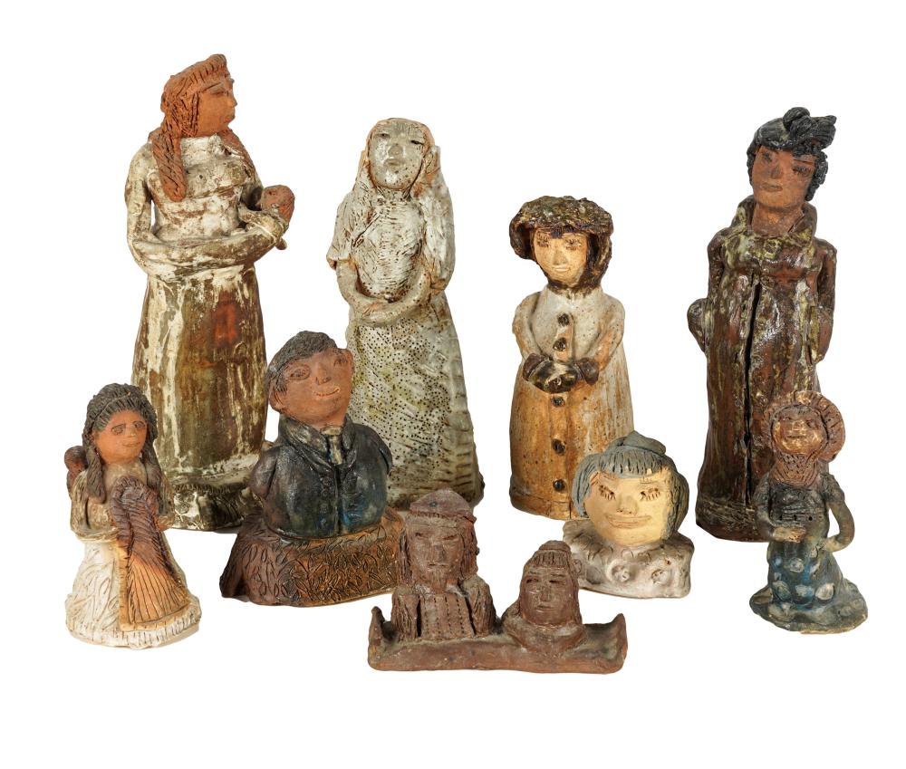 GROUP OF ART POTTERY FIGURESeight