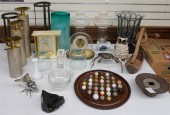 GROUP OF ASSORTED GLASS, METAL