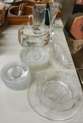 GROUP OF ASSORTED PRESSED GLAS