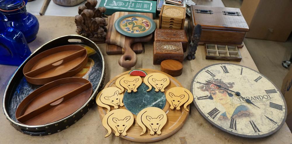 GROUP OF ASSORTED WOOD HOUSEHOLD