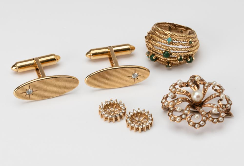 GROUP OF ASSORTED YELLOW GOLD &
