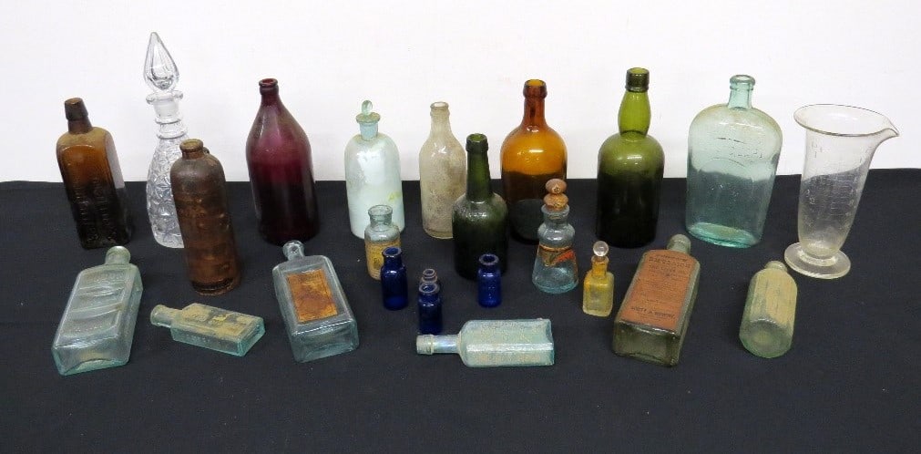 GROUP OF ATTIC FOUND BOTTLES 19TH