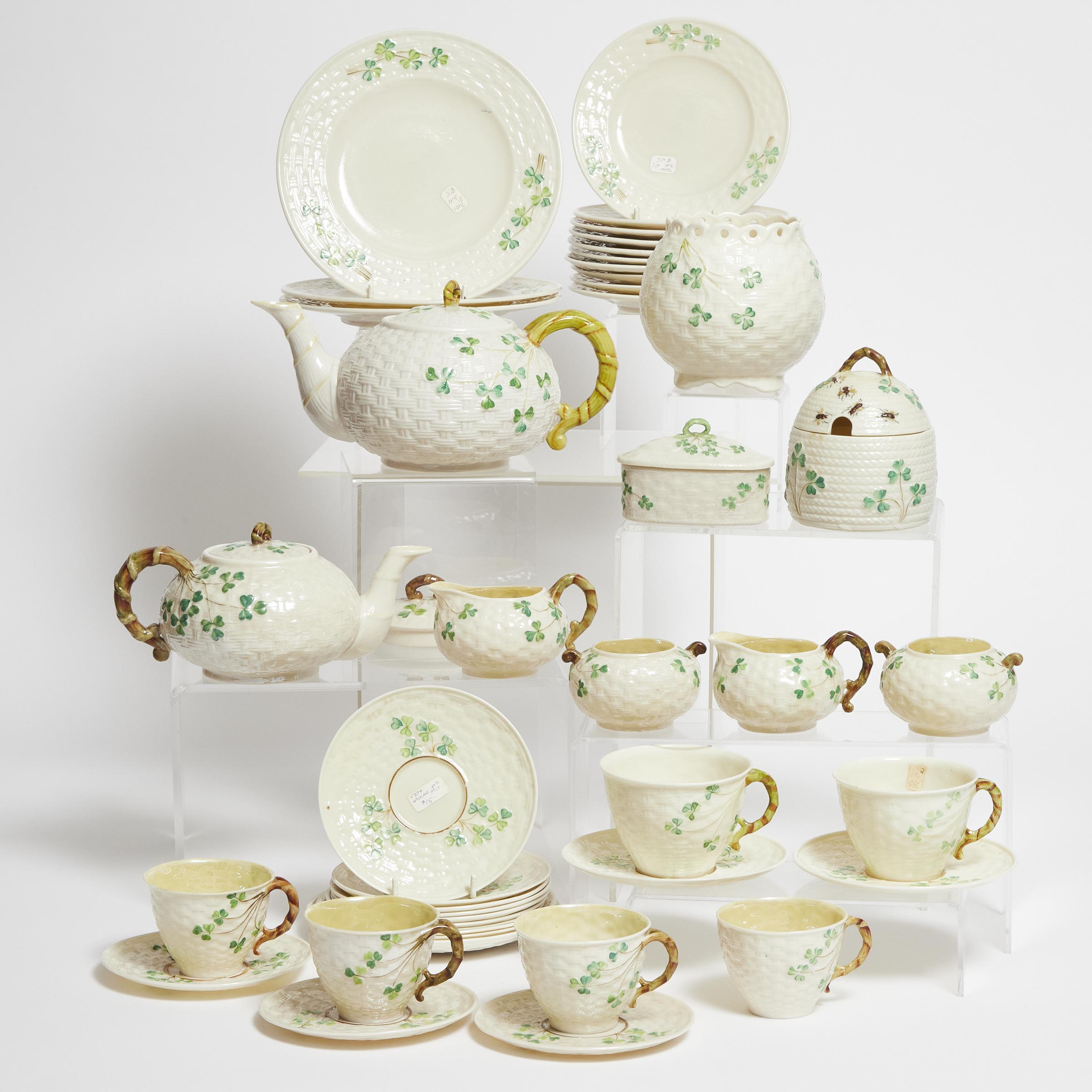 Group of Belleek Shamrock Pattern