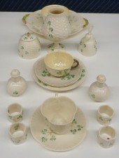 GROUP OF BELLEEK SHAMROCK PATT