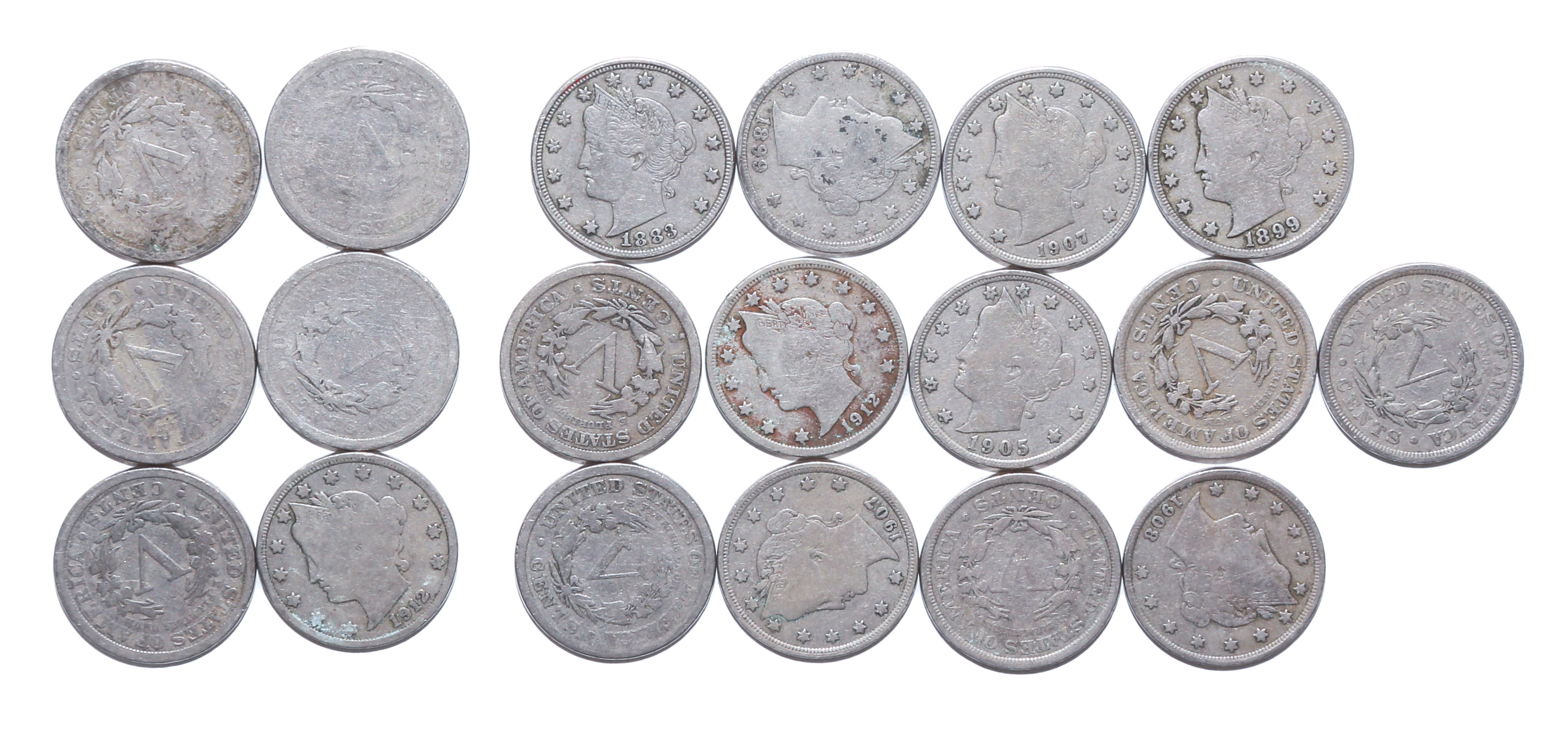 GROUP OF BETTER DATE V NICKELS 1883