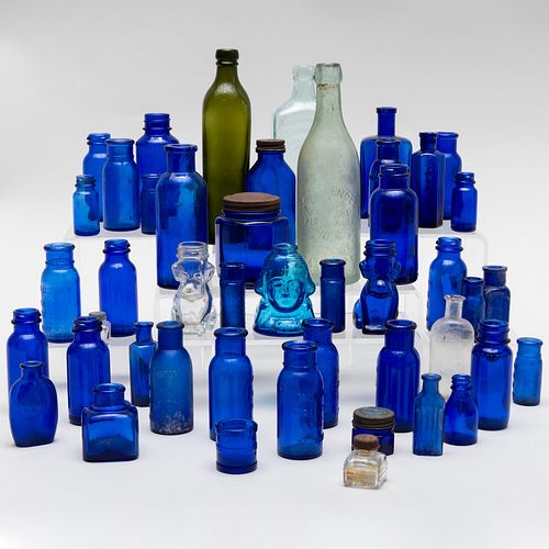 GROUP OF BLUE GLASS
