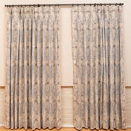 GROUP OF BLUE LINEN PAISLEY