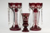 GROUP OF BOHEMIAN RUBY CUT & E