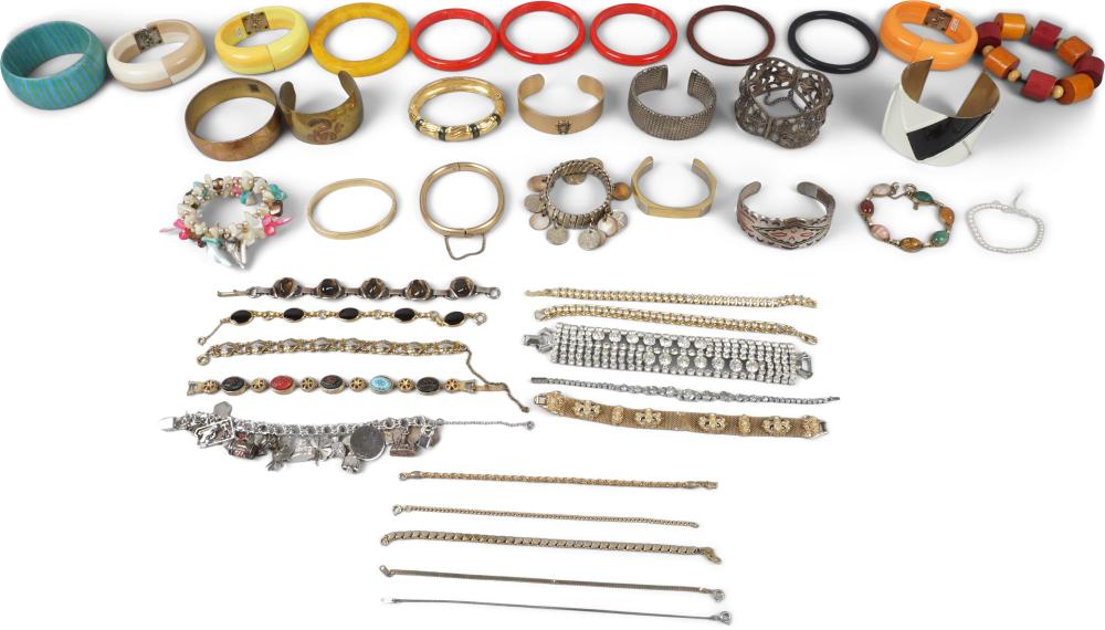 GROUP OF BRACELETS AND BANGLESGROUP