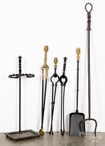 GROUP OF BRASS AND IRON FIRE
