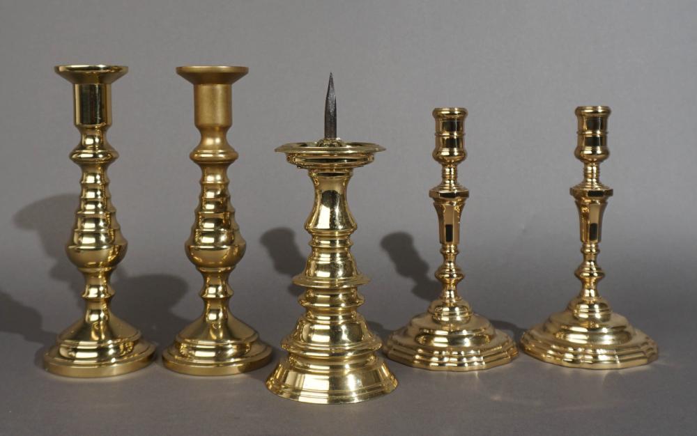 GROUP OF BRASS CANDLESTICKSGroup of