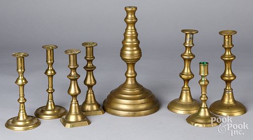 GROUP OF BRASS CANDLESTICKSGroup of