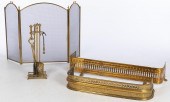 GROUP OF BRASS FIREPLACE EQUIP