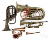 GROUP OF BRASS HORNSGroup of b