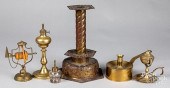 GROUP OF BRASS LIGHTING, 19TH