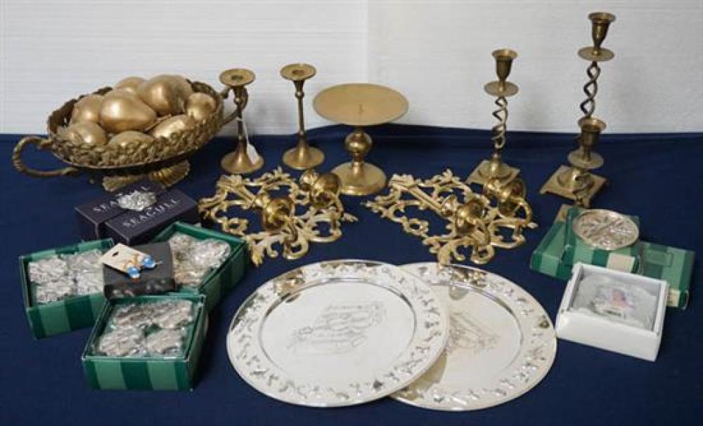 GROUP OF BRASS, PEWTER AND CHROME