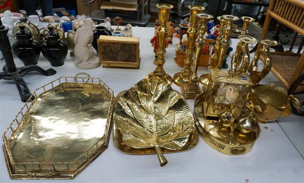 GROUP OF BRASS TABLE ARTICLES,