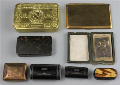 GROUP OF BRASS WOOD AND HORN