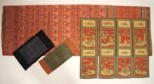 GROUP OF BROCADE WALL HANGINGFour