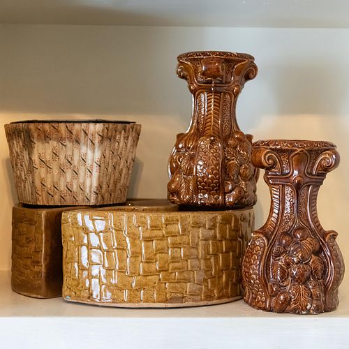 GROUP OF BROWN GLAZED POTTERY