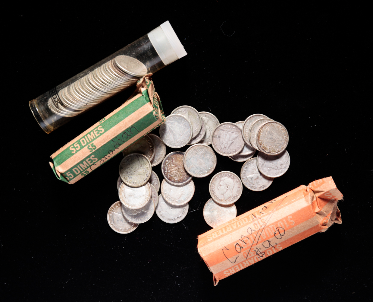 GROUP OF CANADIAN SILVER COINS.