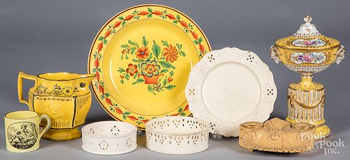 GROUP OF CANARY YELLOW PORCELAIN,