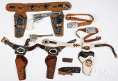 GROUP OF CAP GUNS, HOLSTERS AN