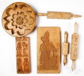 GROUP OF CARVED FOOD MOLDS AND